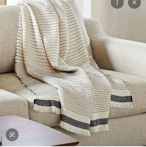 REJUVENATION Striped Cream and Brown Throw Blanket